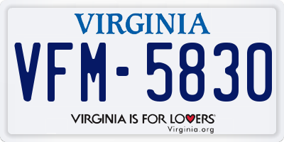 VA license plate VFM5830