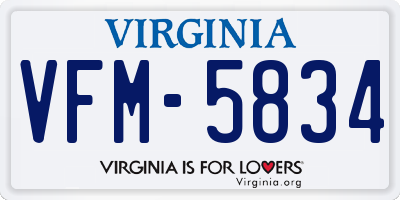 VA license plate VFM5834