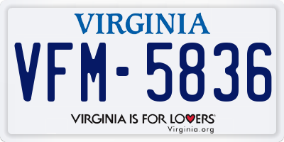 VA license plate VFM5836