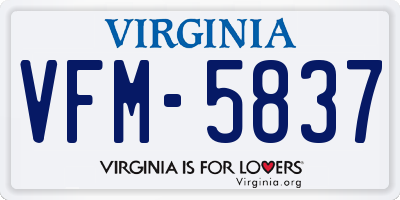 VA license plate VFM5837