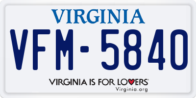 VA license plate VFM5840
