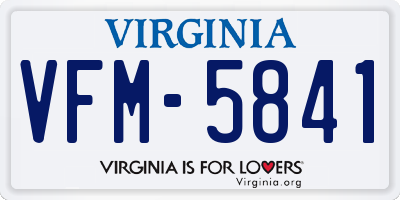 VA license plate VFM5841