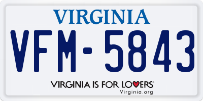 VA license plate VFM5843