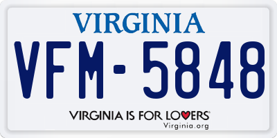VA license plate VFM5848