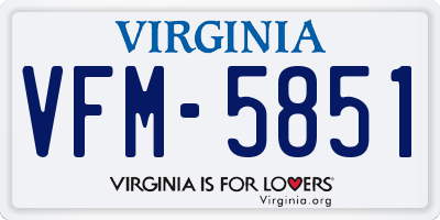 VA license plate VFM5851