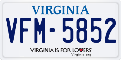 VA license plate VFM5852