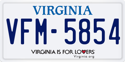 VA license plate VFM5854