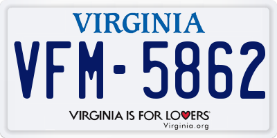 VA license plate VFM5862