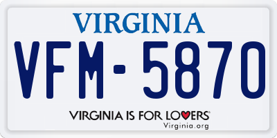VA license plate VFM5870
