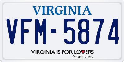 VA license plate VFM5874