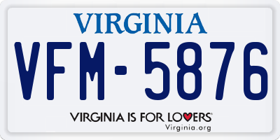 VA license plate VFM5876