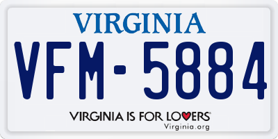 VA license plate VFM5884