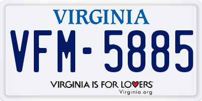 VA license plate VFM5885