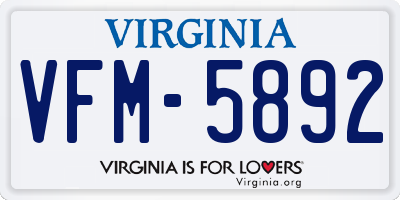 VA license plate VFM5892
