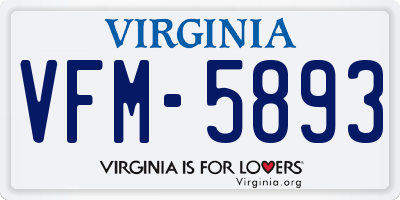 VA license plate VFM5893