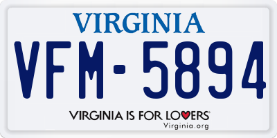 VA license plate VFM5894