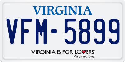 VA license plate VFM5899