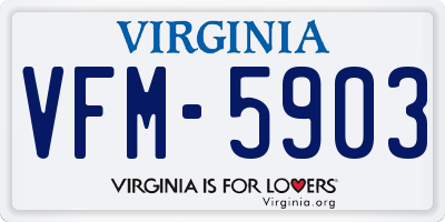 VA license plate VFM5903