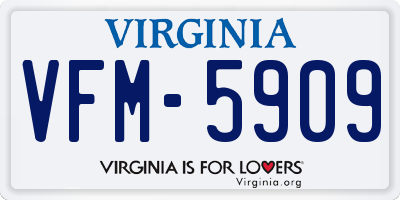 VA license plate VFM5909