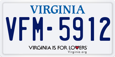 VA license plate VFM5912