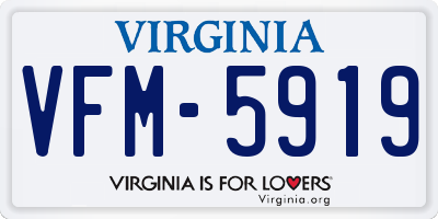 VA license plate VFM5919
