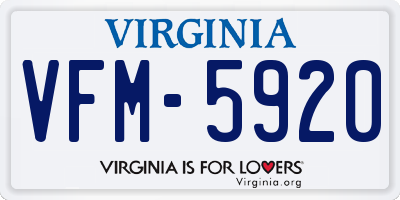VA license plate VFM5920
