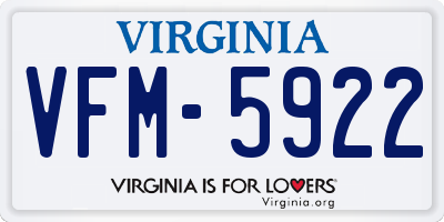 VA license plate VFM5922