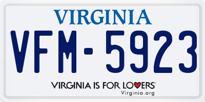 VA license plate VFM5923