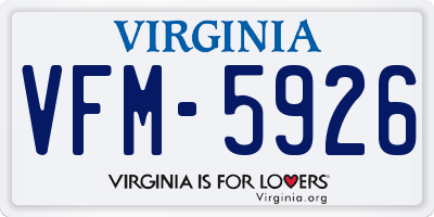 VA license plate VFM5926