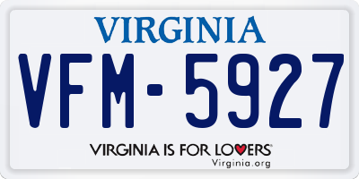 VA license plate VFM5927
