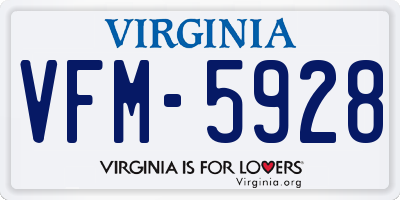 VA license plate VFM5928