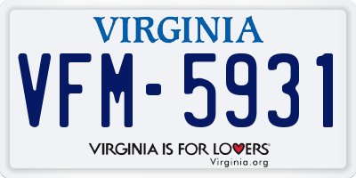 VA license plate VFM5931