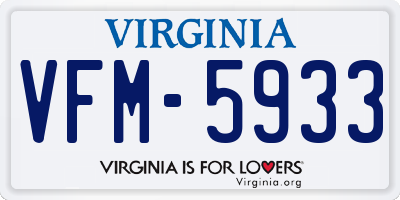VA license plate VFM5933