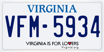VA license plate VFM5934