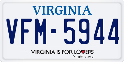 VA license plate VFM5944