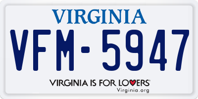 VA license plate VFM5947