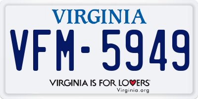 VA license plate VFM5949