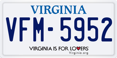 VA license plate VFM5952