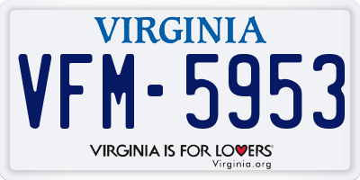 VA license plate VFM5953