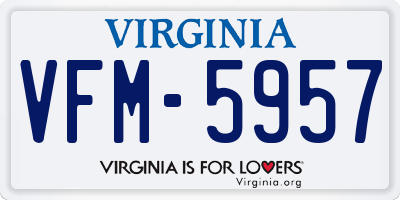 VA license plate VFM5957