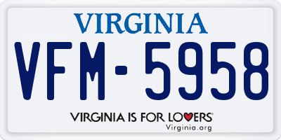 VA license plate VFM5958