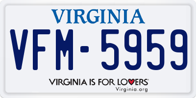 VA license plate VFM5959