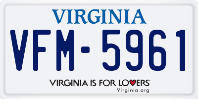 VA license plate VFM5961