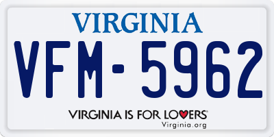 VA license plate VFM5962