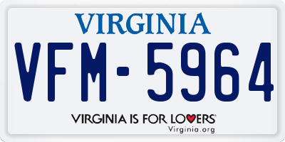 VA license plate VFM5964