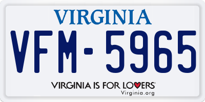 VA license plate VFM5965