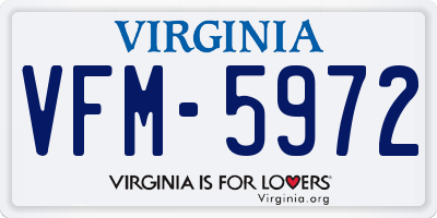 VA license plate VFM5972
