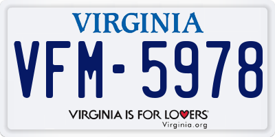 VA license plate VFM5978