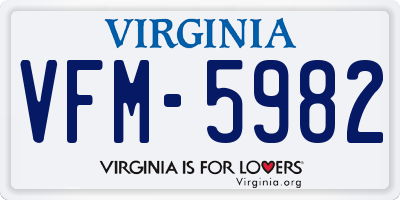 VA license plate VFM5982
