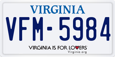 VA license plate VFM5984